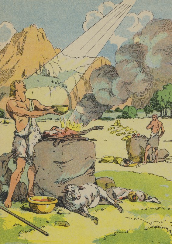 Ábel přinášející oběť Bohu (barevná litografie) od Joseph Porphyre Pinchon