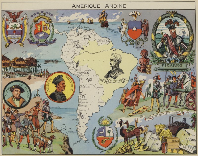 Andská Amerika (barevná litografie) od Joseph Porphyre Pinchon