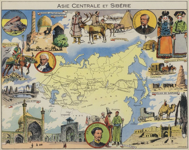 Střední Asie a Sibiř (barevná litografie) od Joseph Porphyre Pinchon