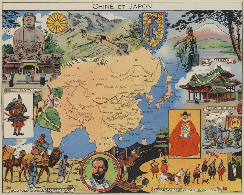 Čína a Japonsko (barevná litografie) od Joseph Porphyre Pinchon