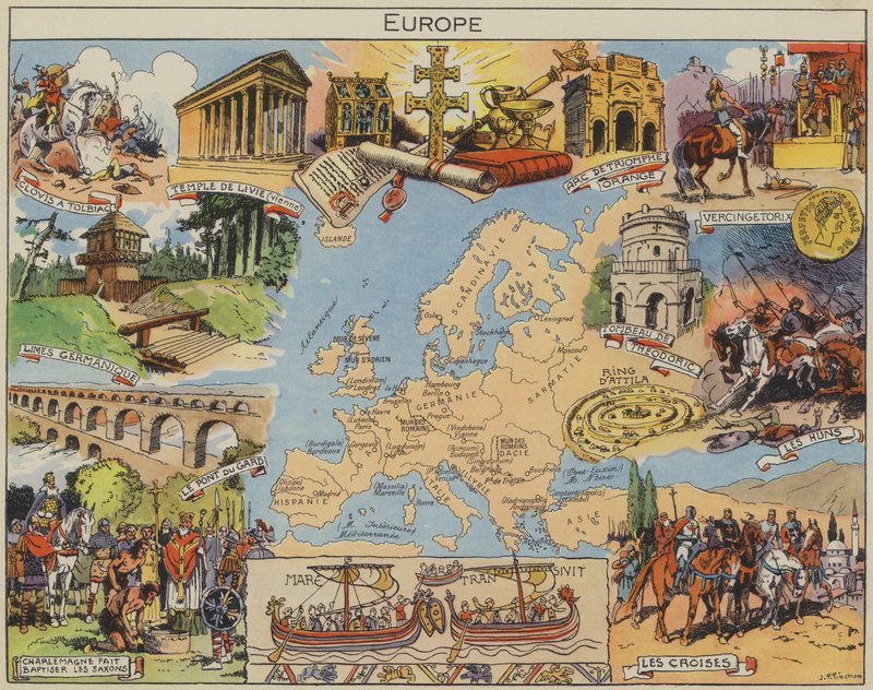 Evropa (barevná litografie) od Joseph Porphyre Pinchon