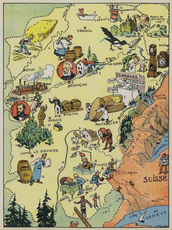 France-Compte (barevná litografie) od Joseph Porphyre Pinchon