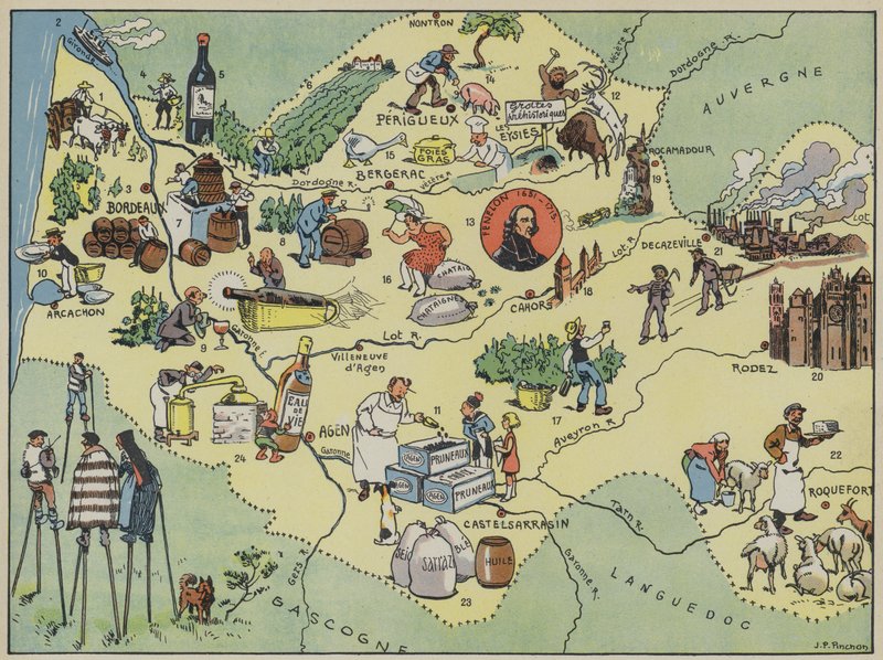 Guyenne (barevná litografie) od Joseph Porphyre Pinchon
