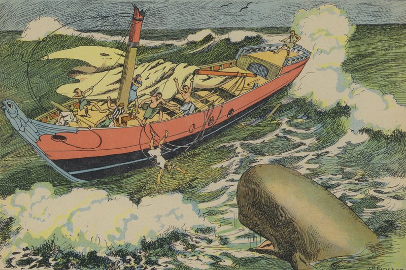 Jonáš a velryba (barevná litografie) od Joseph Porphyre Pinchon