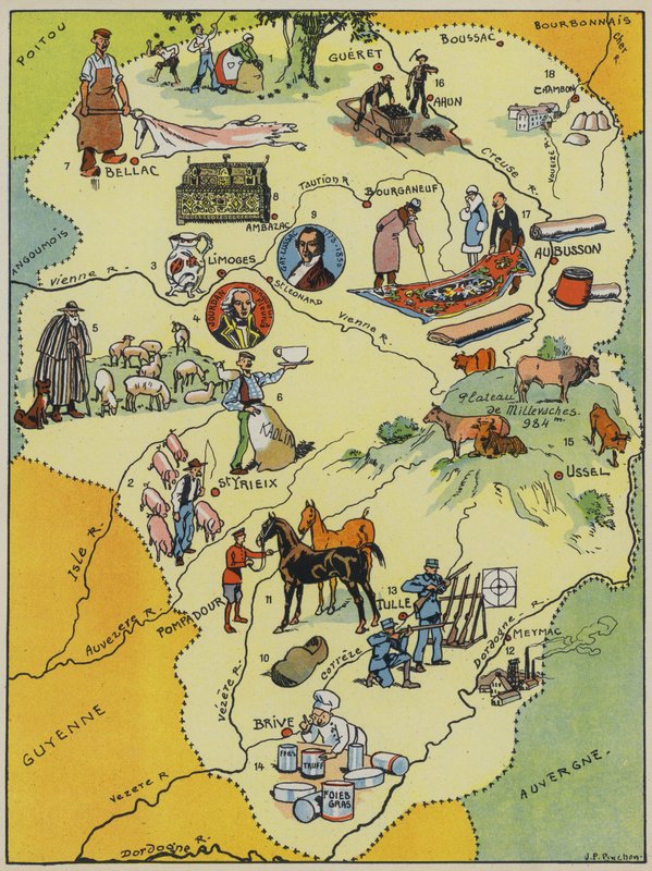 Marche-Limousin (barevná litografie) od Joseph Porphyre Pinchon