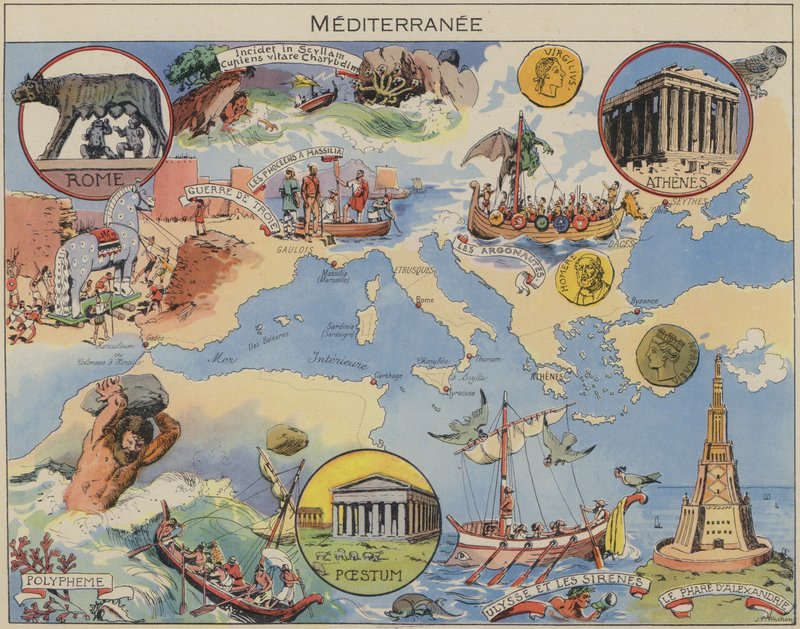 Mediterranee (barevná litografie) od Joseph Porphyre Pinchon