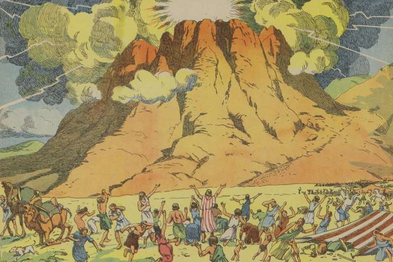 Vyhlášení Desatera (barevná litografie) od Joseph Porphyre Pinchon