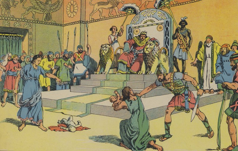 Šalamounův soud (barevná litografie) od Joseph Porphyre Pinchon