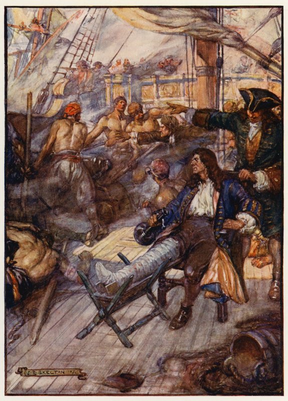 Admirál John Benbow zraněn v boji s Francouzi u mysu Santa Marta v Západní Indii. od Joseph Ratcliffe (after) Skelton