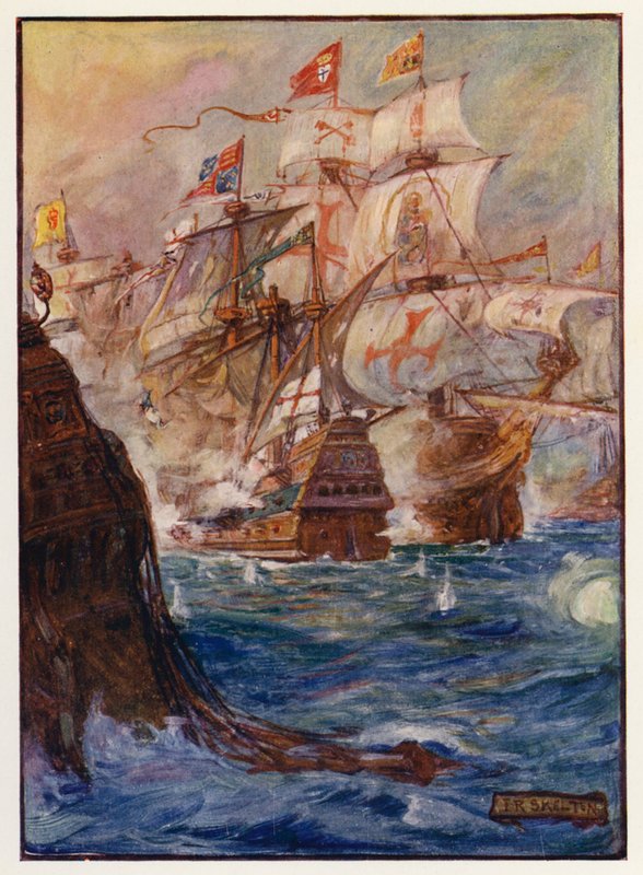 Dobytí Gibraltaru od Joseph Ratcliffe (after) Skelton