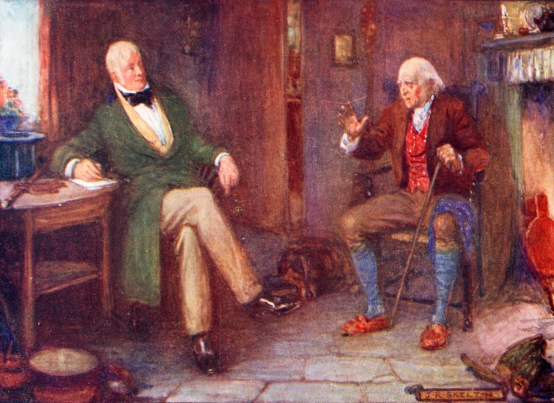 Sir Walter Scott na návštěvě u chudého muže v jeho chatě od Joseph Ratcliffe Skelton