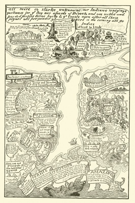 Mapa zakalené Amazonie v červené + černé (rytina) od Joseph Rudyard (after) Kipling