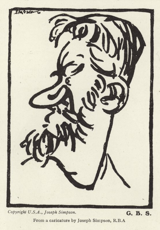 Karikatura George Bernarda Shawa od Joseph Simpson