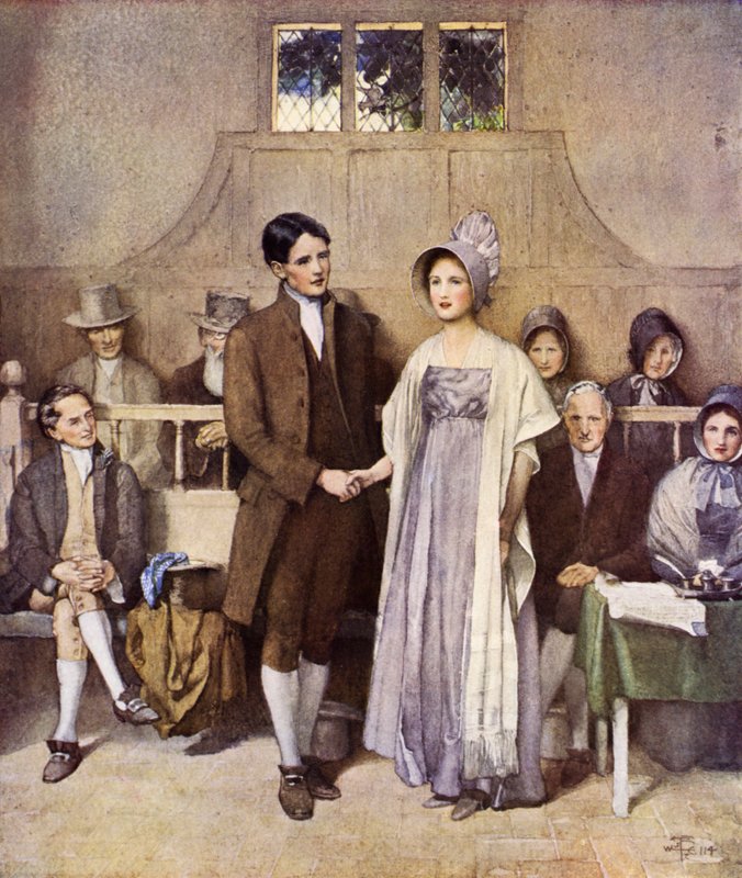 Kvakerská svatba, láska a věrnost (barevné lito) od Joseph Walter West