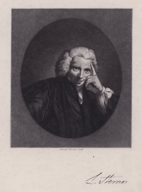 Laurence Sterne , irský spisovatel a duchovní, autor Tristram Shandy (rytina) od Joshua (after) Reynolds