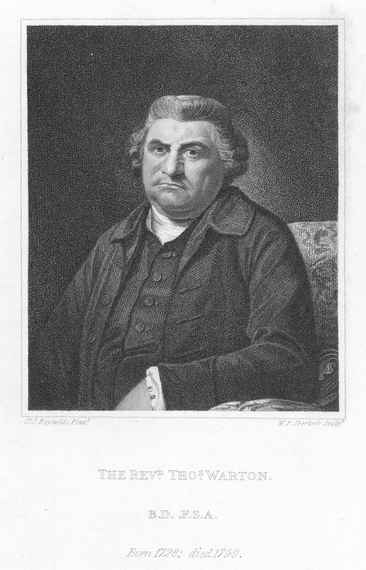 Reverend Thomas Warton , anglický literární historik kritik a básník (rytina) od Joshua (after) Reynolds