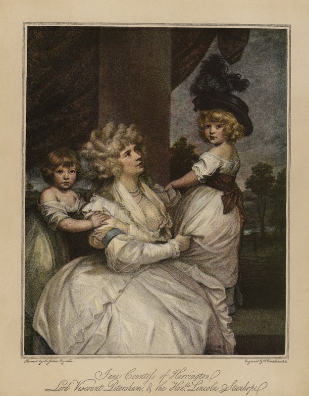 Jane hraběnka z Harringtonu, lord vikomt Petersham a ctihodný Lincoln Stanhope od Joshua Reynolds
