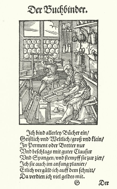 The Bookbinder (rytina) od Jost (after) Amman