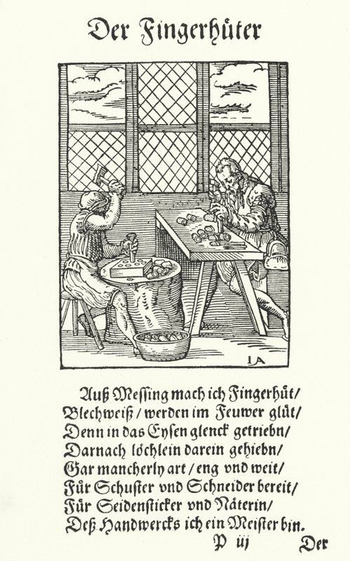 The Thimble Maker (rytina) od Jost (after) Amman