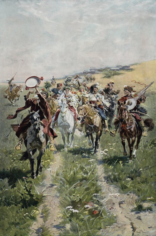 Ukrajinský kozácký svatební průvod od Jozef Brandt