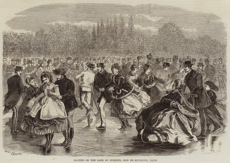 Bruslení na jezeře Suresne, Bois de Boulogne, Paříž od Jules Pelcoq