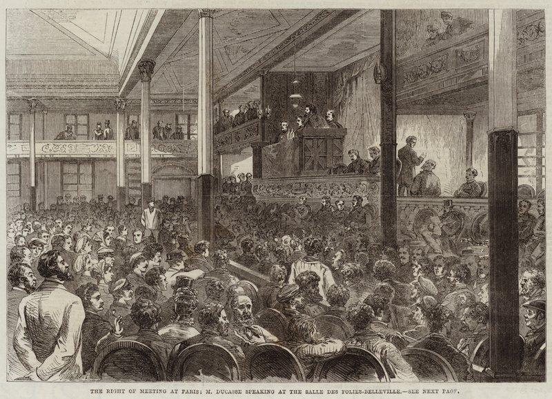 Právo na setkání v Paříži, M Ducasse mluví v Salle des Folies-Belleville od Jules Pelcoq