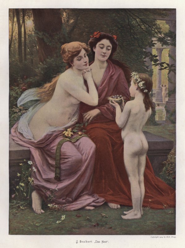 Hnízdo (barevná rytina) od Jules (after) Scalbert