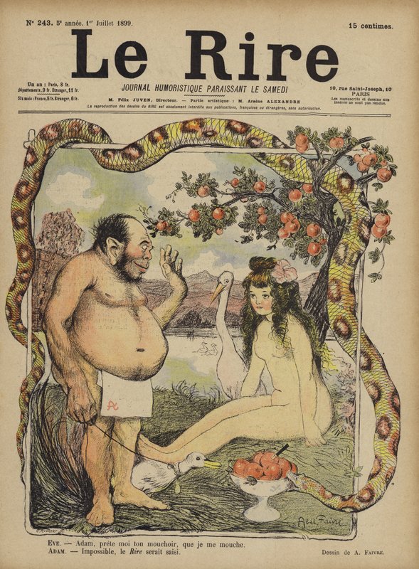 Adam a Eva, ilustrace pro Le Rire od Jules Abel Faivre