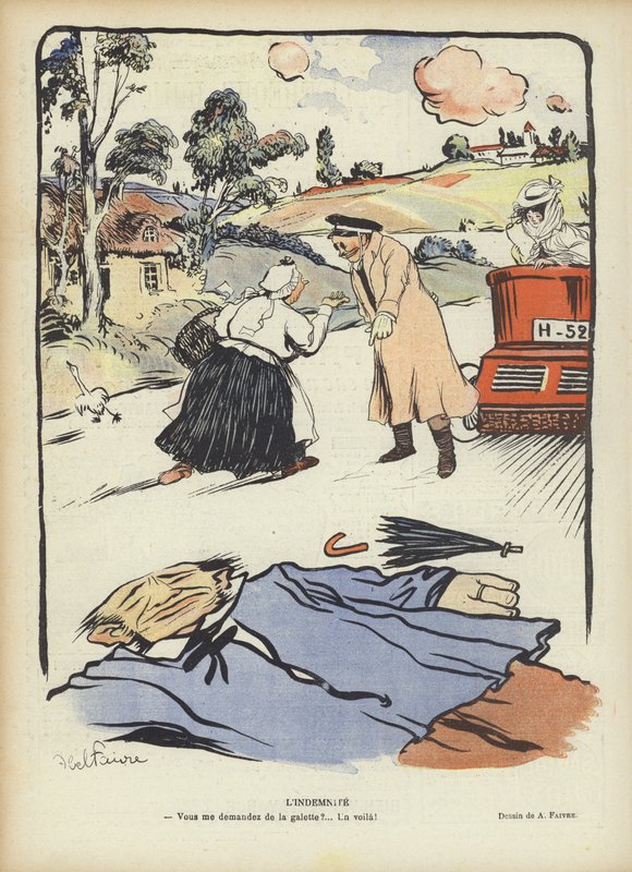 Kompenzace. Ilustrace pro Le Rire od Jules Abel Faivre