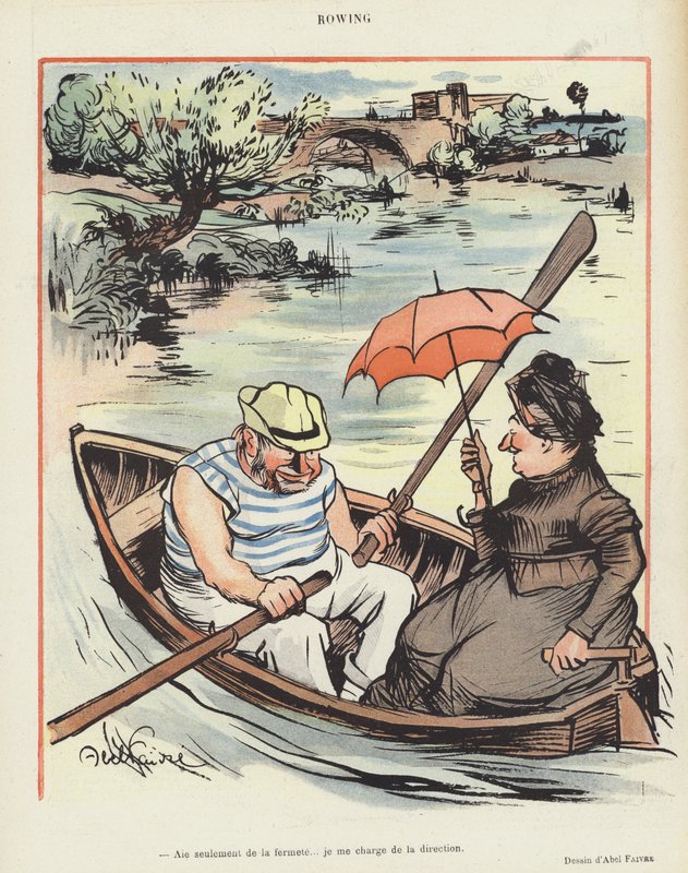 Veslování. Ilustrace pro Le Rire od Jules Abel Faivre