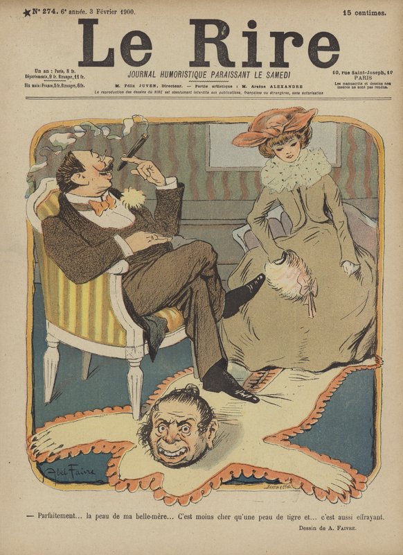 Kůže tchyně, ilustrace pro Le Rire od Jules Abel Faivre
