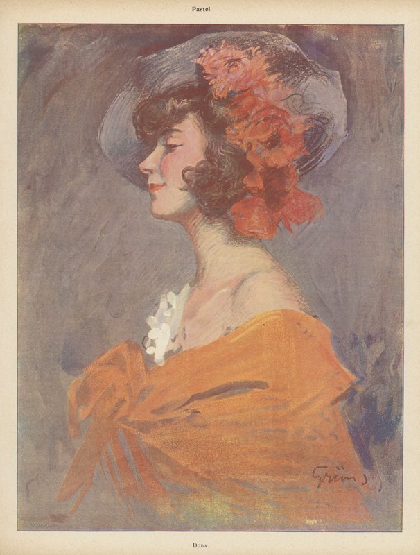 Dora: portrét mladé ženy (barevné lito) od Jules Alexandre Gruen or Grun