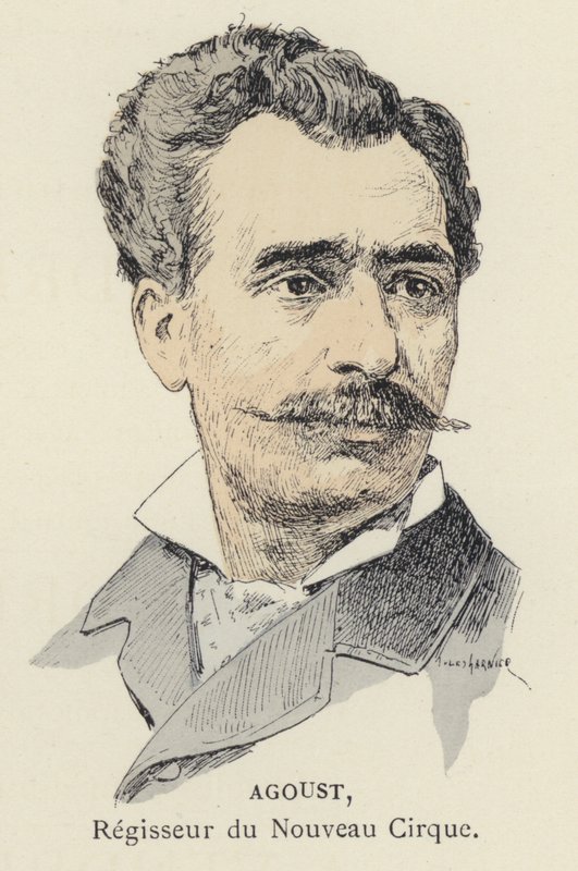 Agoust, manažer nového cirkusu (barevné lito) od Jules Arsene (after) Garnier
