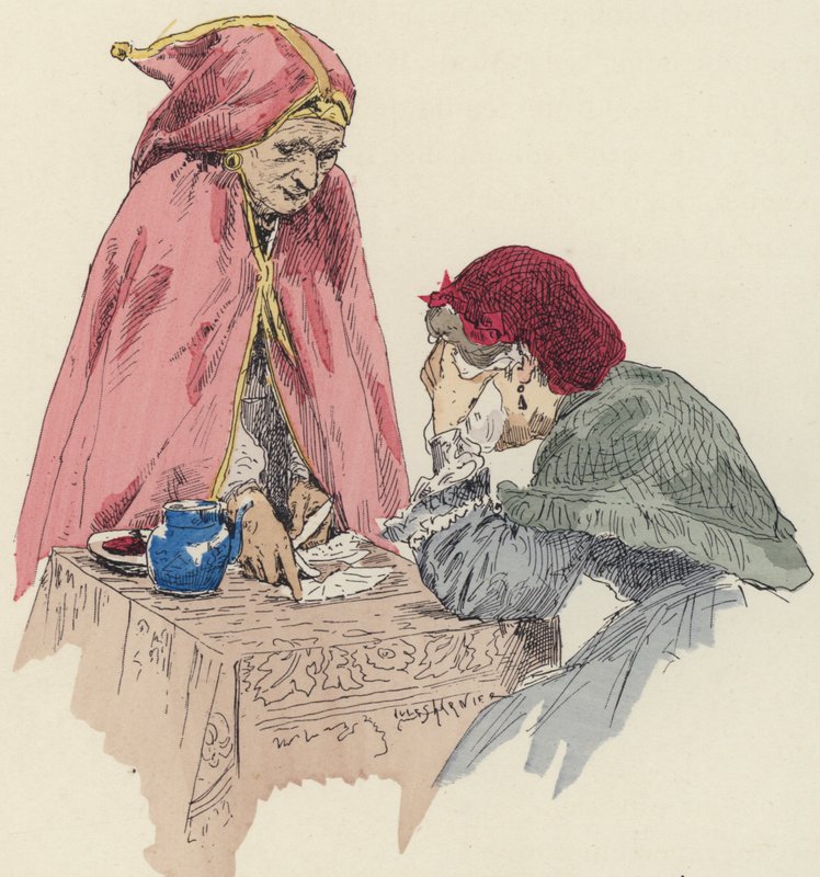 Kartářka na veletrhu (barva litho) od Jules Arsene (after) Garnier