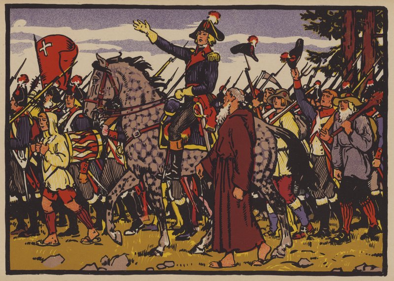 Alois von Reding a odpor Schwyz proti Helvetské republice vnucený revoluční Francií od Jules Courvoisier