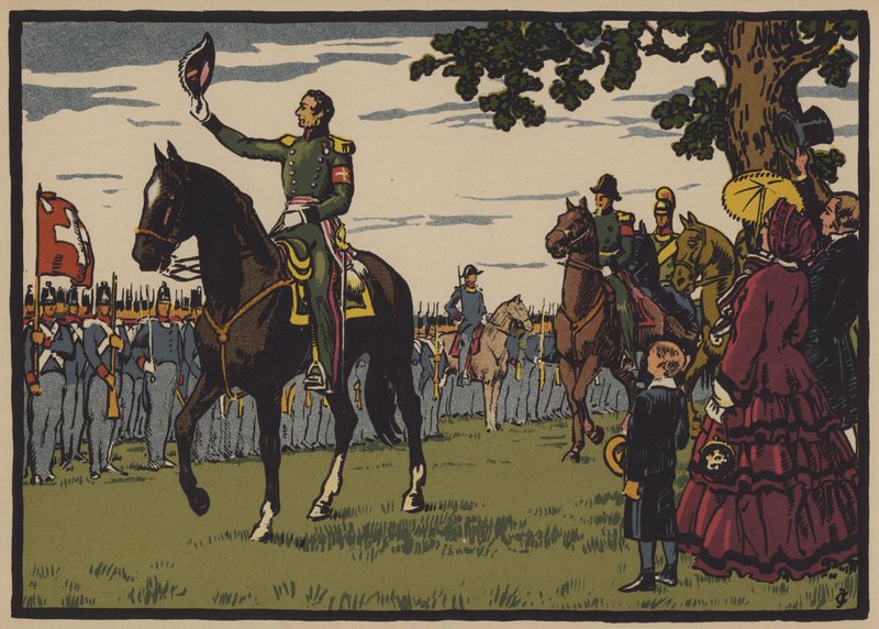 Guillaume Henri Dufour, švýcarský generál a inženýr (barevná litografie) od Jules Courvoisier