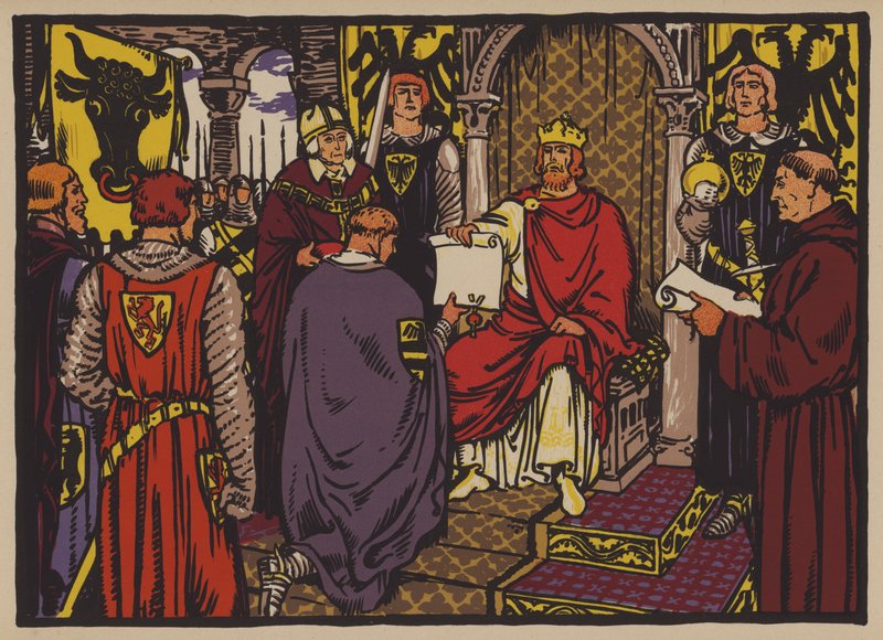 Císař Svaté říše římské Jindřich VII. udělující imperiální bezprostřednost kantonu Uri od Jules Courvoisier