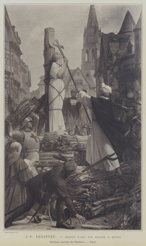 Jeanne dArc est Brulee a Rouen (Upálení Johanky z Arku v Rouenu) od Jules Eugene Lenepveu