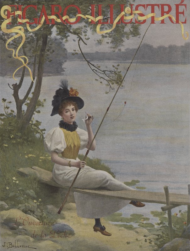 LOuverture de la Peche (Zahájení rybářské sezóny). Obálka Le Figaro Illustre, červenec 1896. od Jules Frederic Ballavoine