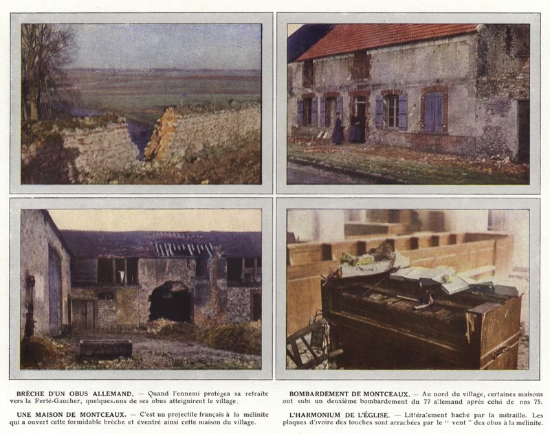 Narušení německé mušle, bombardování Montceaux, Dům Montceaux, Harmonium církve od Jules Gervais Courtellemont