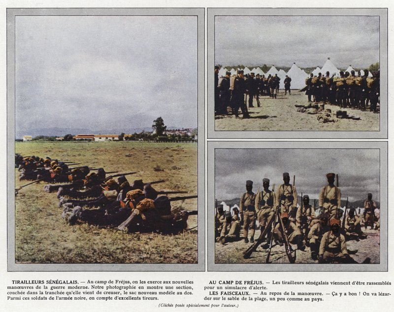Senegalští Tirailleurs, v Camp de Frejus, Les Faisceaux od Jules Gervais Courtellemont