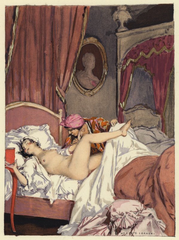 Ilustrace k pamětem Casanovy (barevná litografie) od Jules Marie Auguste Leroux