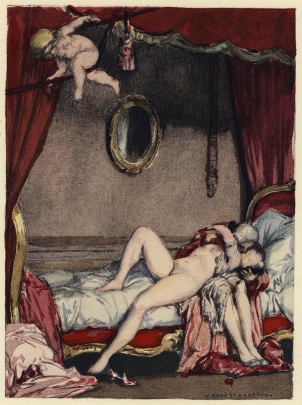 Ilustrace k pamětem Casanovy (barevná litografie) od Jules Marie Auguste Leroux