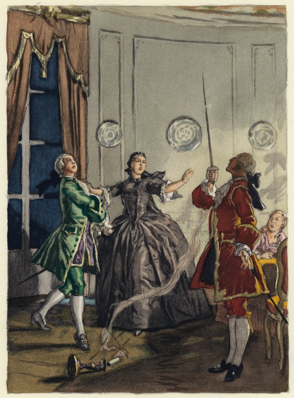 Ilustrace k pamětem Casanovy (barevná litografie) od Jules Marie Auguste Leroux