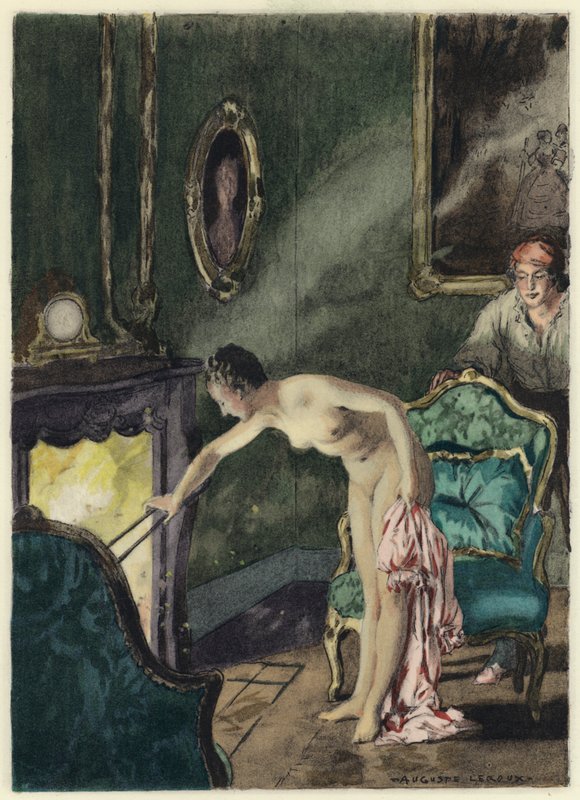 Ilustrace k pamětem Casanovy (barevná litografie) od Jules Marie Auguste Leroux
