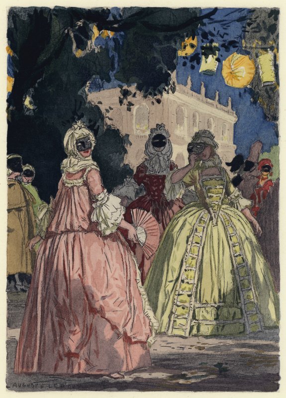 Ilustrace k pamětem Casanovy (barevná litografie) od Jules Marie Auguste Leroux