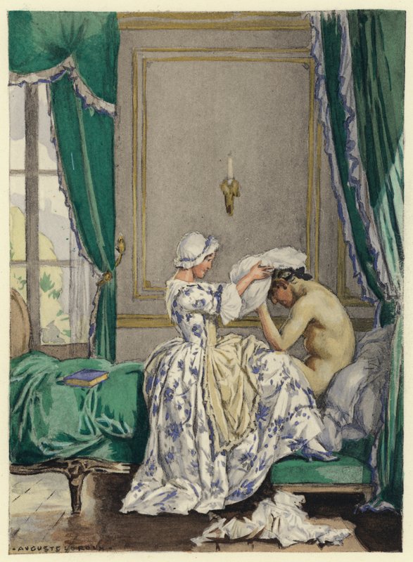 Ilustrace k pamětem Casanovy (barevná litografie) od Jules Marie Auguste Leroux