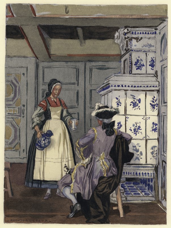 Ilustrace k pamětem Casanovy (barevná litografie) od Jules Marie Auguste Leroux