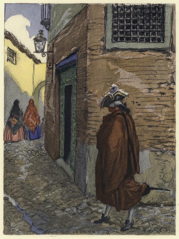 Ilustrace k pamětem Casanovy (barevná litografie) od Jules Marie Auguste Leroux