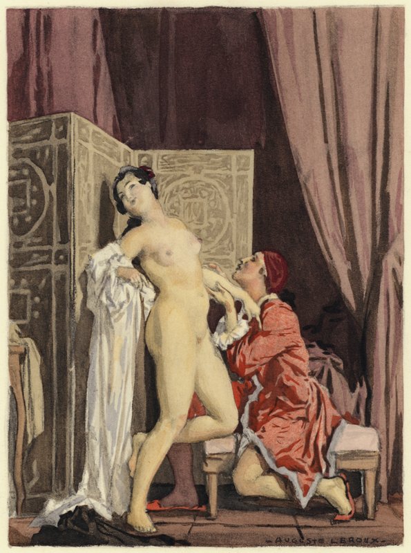 Ilustrace k pamětem Casanovy (barevná litografie) od Jules Marie Auguste Leroux